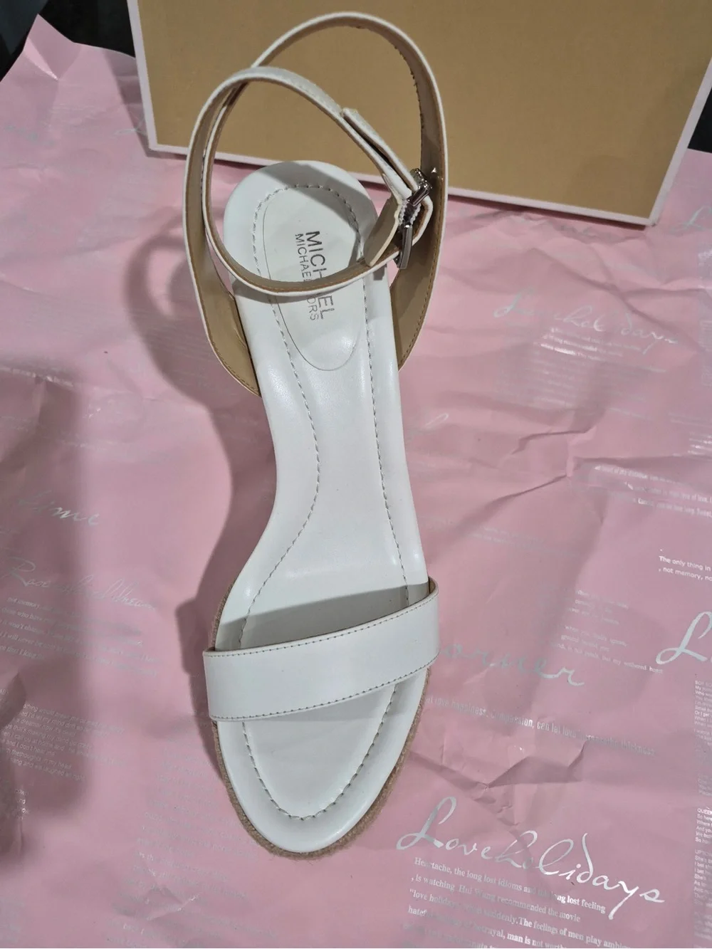 Size 9.5 Michael Kors White Wedge Espadrille Sandals